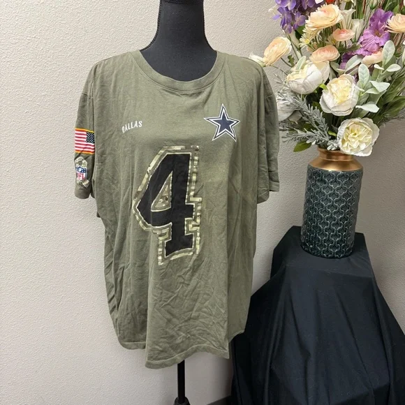 Nike Cowboys Salute to Service Prescott #4 Tee 3XL Military Green NFL - Picture 1 of 6
